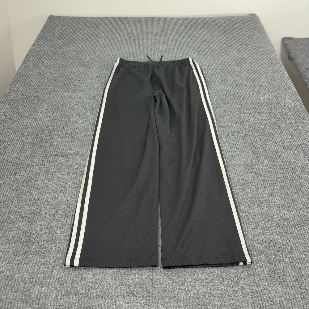 Adidas Track Pants Mens XL Black Polyester Three Stripe Mesh Athletic Sporty